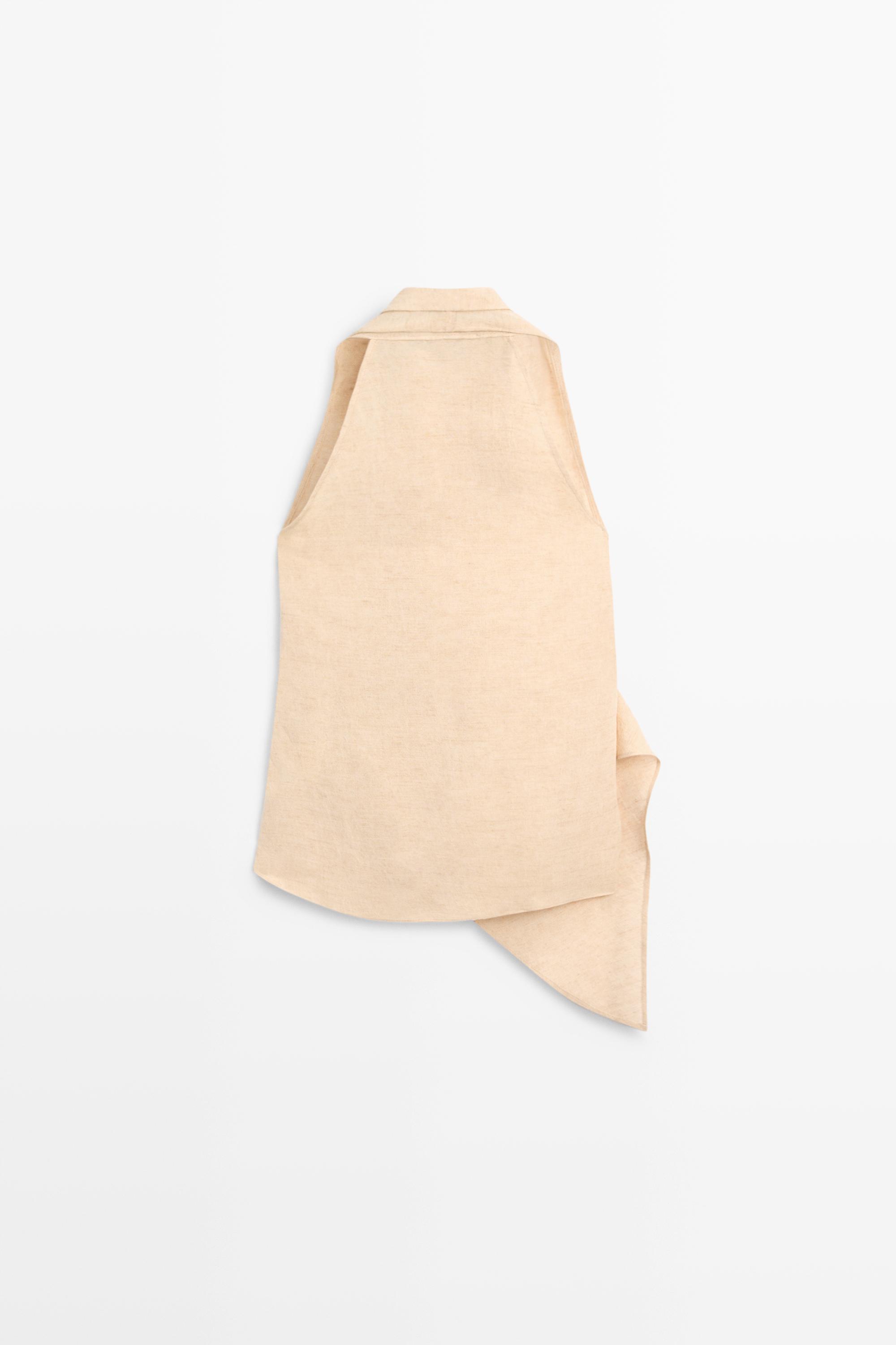 Linen blend draped halter top
